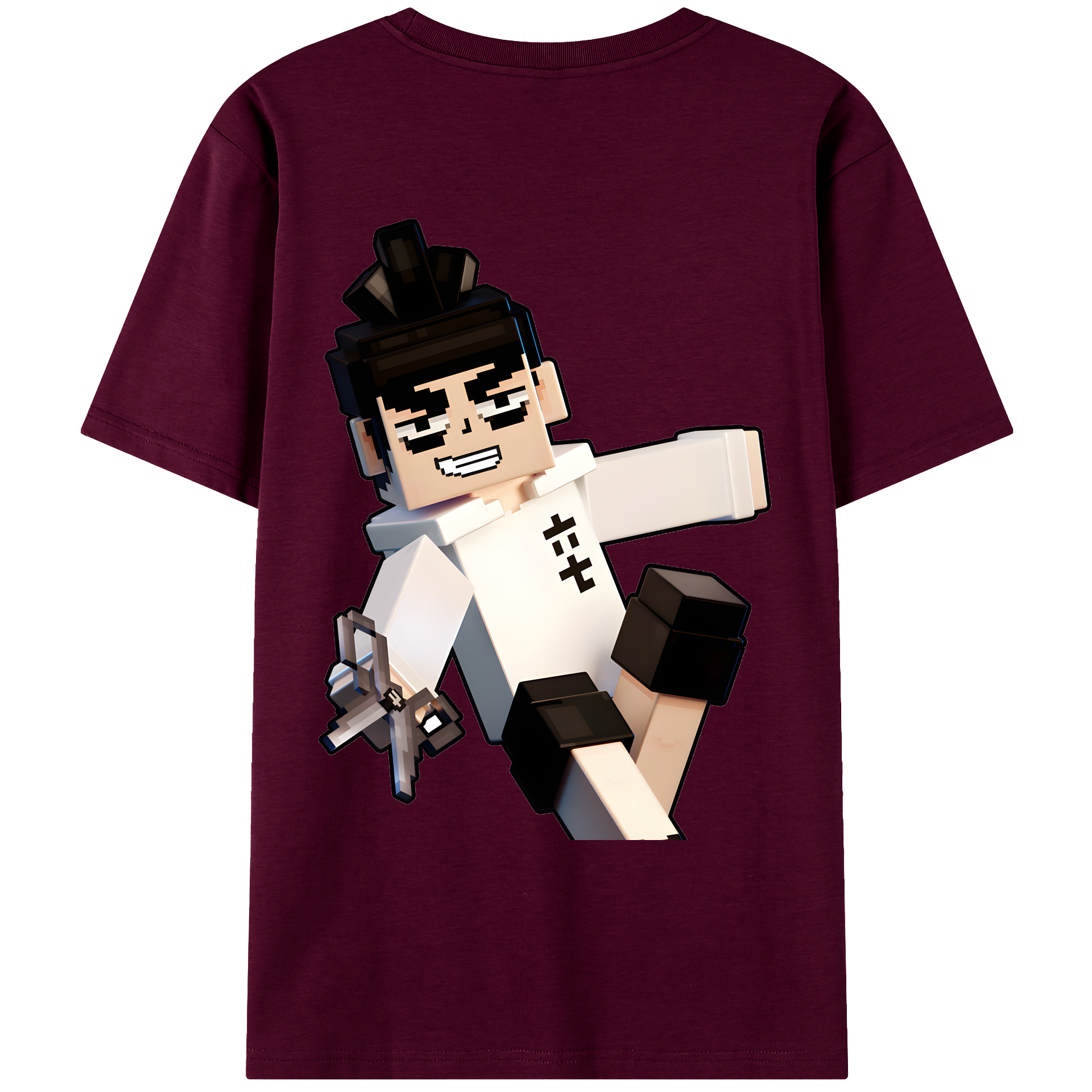 （画像用） マインクラフト ブロックの世界 Minecraft MC Block world レディース半袖Tシャツ(バックプリント)
